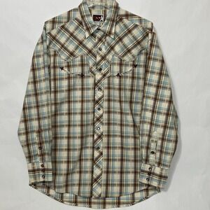 Brooks & Dunn Collection Panhandle Slim Plaid Pearl Snap Western Shirt Large‎